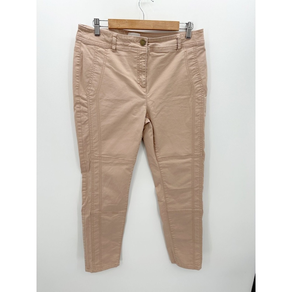 Chicos Pink Khaki Cargo Pants Moto Cotton‎ Stretch Womens Size M Medium